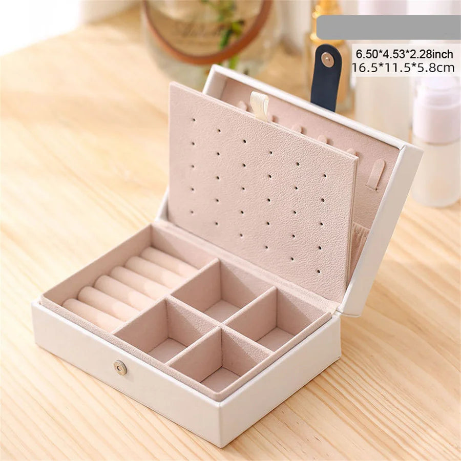 PU JEWELRY BOX Trendy PU Leather Jewelry Boxes Portable Travel Stud Earring Ring Necklace Bracelet Storage Box Jewellery Display Case Organizer