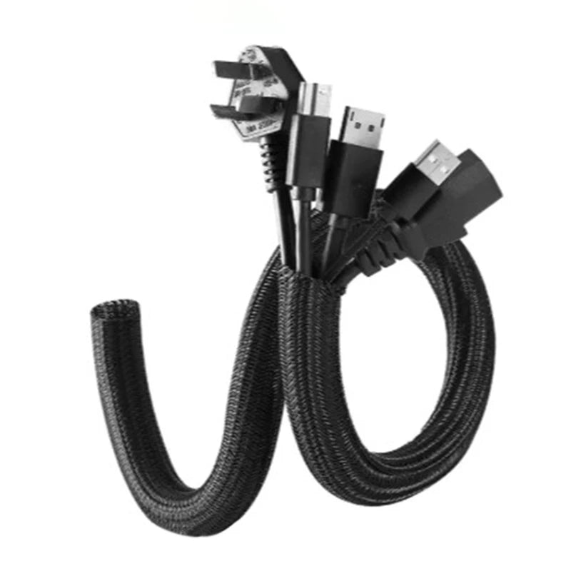 2m Cord Protector Wire Loom Tubing Cable Sleeve Split Sleeving for USB Cable Power Cord Audio Video Cable TV Computer Home Auto