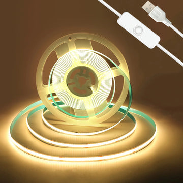 LED Strip USB LED Strip Lights 5V 320LEDs/M Warm White COB LED Strip Flexible Lamp Tape DIY TV Mirror Backlight Kitchen Room Lighting