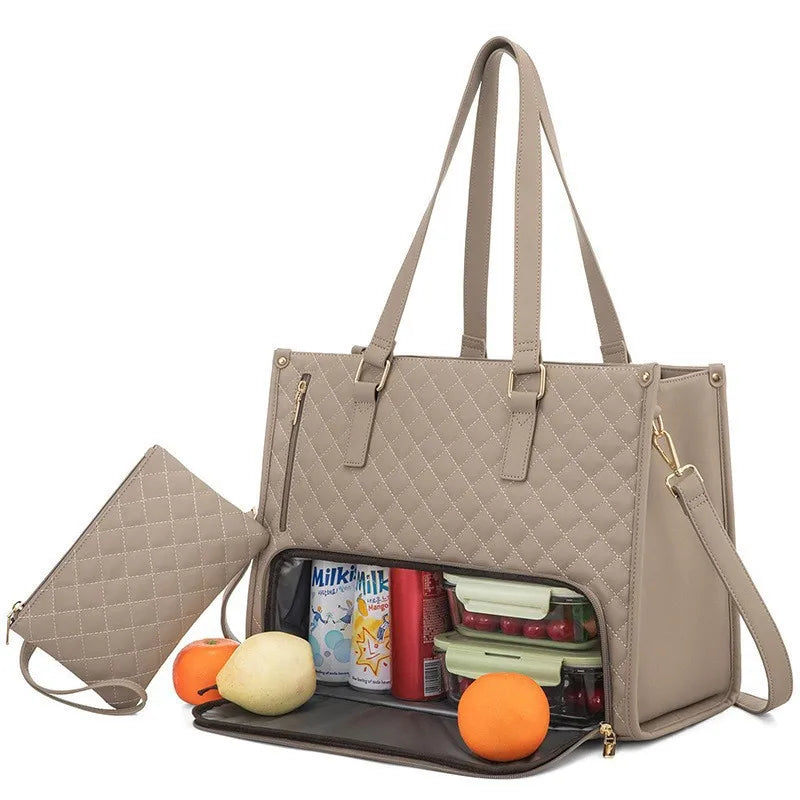 WATERLOO TOTE BAG 2 In1 Lunch Tote Bag for Women Shoulder Laptop Bag Large Capacity with Insulated Compartment Outdoor Multifunctional Picnic Bag