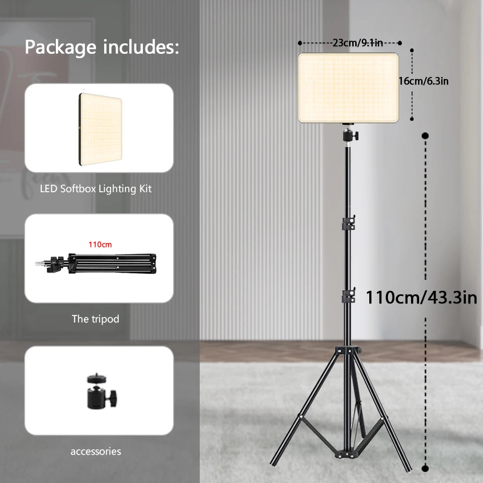 AMBIENT LIGHT LED Video Lights Conference Photography Lighting Selfie Light Photo Studio Lamp With Tripod for Shoot Live Streaming TikTok Zoom