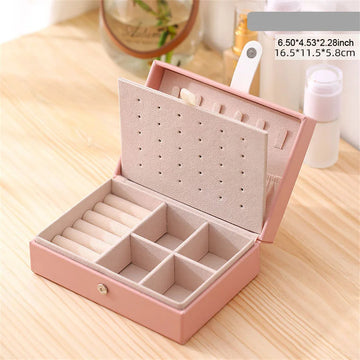 PU JEWELRY BOX Trendy PU Leather Jewelry Boxes Portable Travel Stud Earring Ring Necklace Bracelet Storage Box Jewellery Display Case Organizer