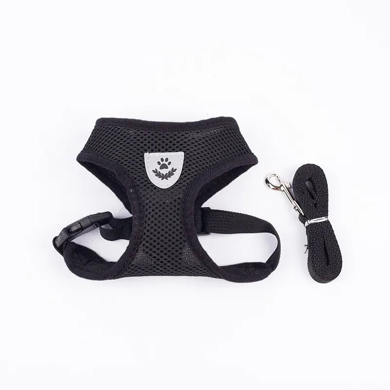 POLYESTER DOG HARNESS Summer Cat Dog Harness Lead Leash Adjustable Vest Polyester Mesh Breathable Harnesses Reflective for Small Dog Cat Lesah