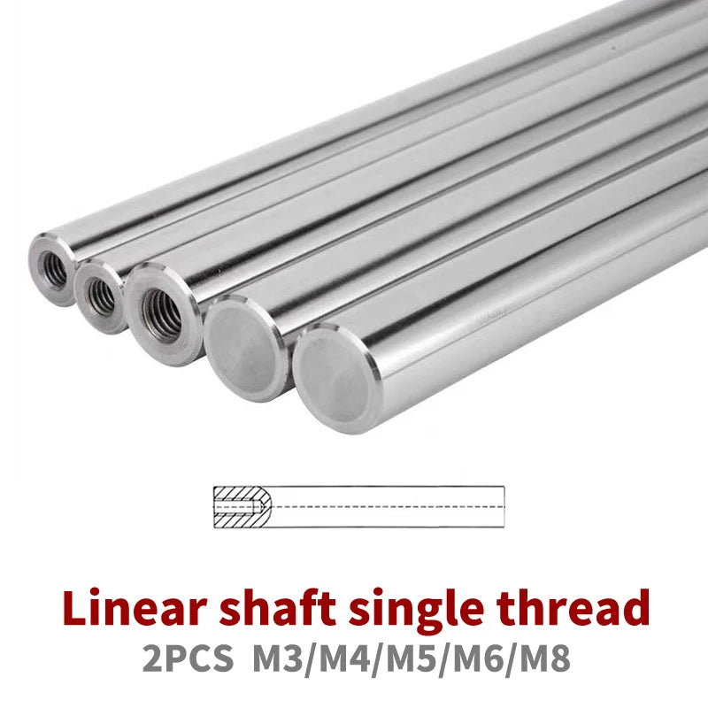 FIXED SHAFT Linear shaft OD8/10/12/16/20mm Length100-550mm with One end of M3/M4/M5/M8 thread hole depth of 8-16mm Chromed Harden Rod Shaft