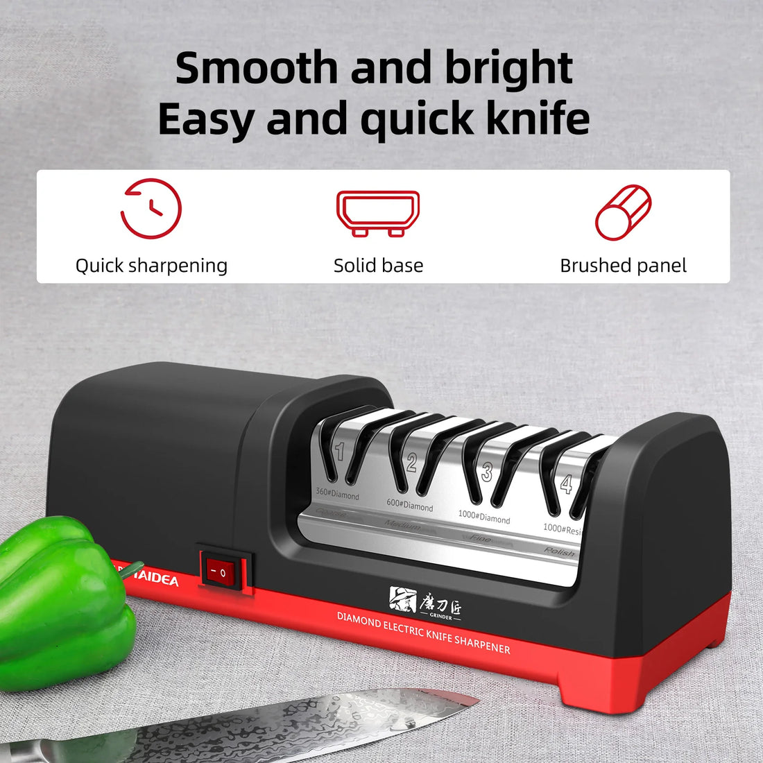 GRINDING DEVICE TG2102 4 Stage Electric Knife Sharpener 20-Degree Grinding Edge Knife Sharpener for Kitchen Knives with Sharpening and Polishing