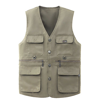 mens jacket  Size Pocket Vest Coat Lightweight Hiking Cargo Coat V Neck Casual Old Coat Tactical Windproof Waterproof Jacket